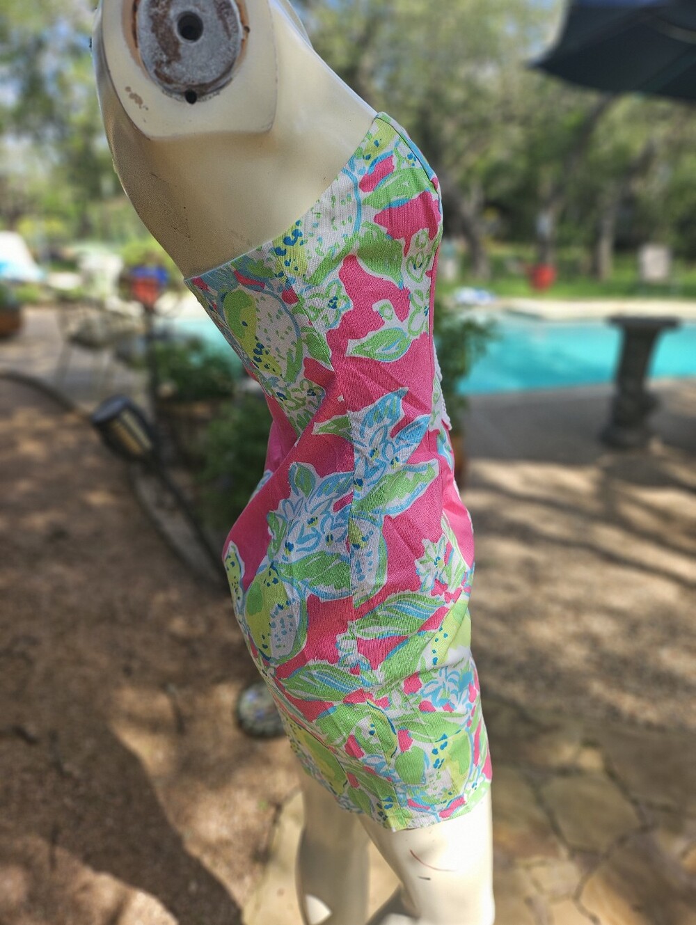 Lilly Pulitzer Strapless Pink Tropical Print Mini Shift Dress Size 0 - Picture 3 of 13